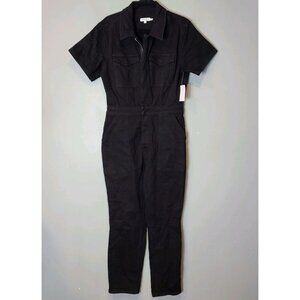 Good American Womens Denim Jumpsuit Sz 4 Stretch Boiler Suit Utility Black New